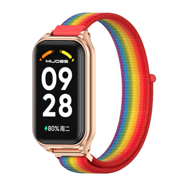 Cinturino per orologio in nylon traspirante con guscio metallico Mijobs, For Xiaomi Smart Band 8 Active / Redmi Band 2