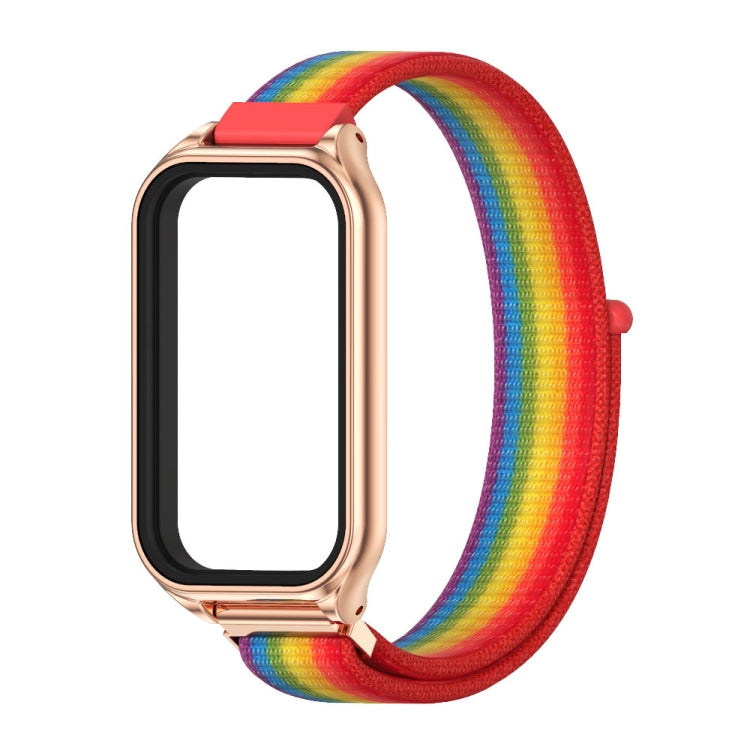 Cinturino per orologio in nylon traspirante con guscio metallico Mijobs, For Xiaomi Smart Band 8 Active / Redmi Band 2