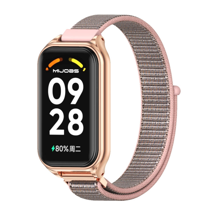 Cinturino per orologio in nylon traspirante con guscio metallico Mijobs, For Xiaomi Smart Band 8 Active / Redmi Band 2