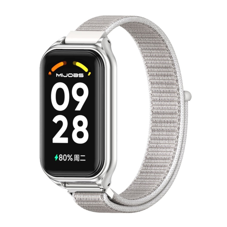 Cinturino per orologio in nylon traspirante con guscio metallico Mijobs, For Xiaomi Smart Band 8 Active / Redmi Band 2