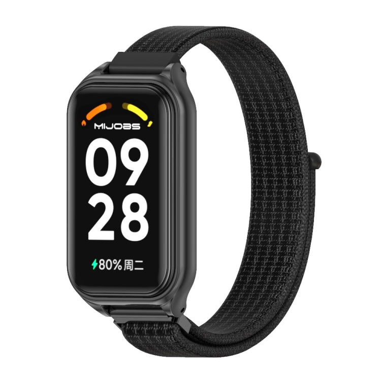 Cinturino per orologio in nylon traspirante con guscio metallico Mijobs, For Xiaomi Smart Band 8 Active / Redmi Band 2