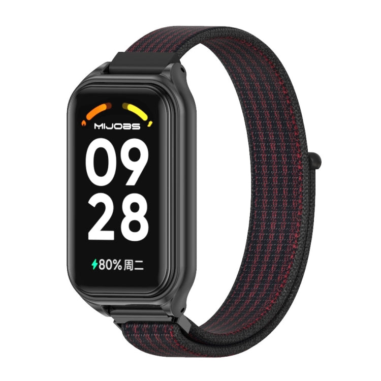 Cinturino per orologio in nylon traspirante con guscio metallico Mijobs, For Xiaomi Smart Band 8 Active / Redmi Band 2