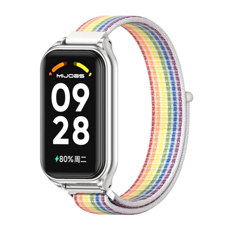 Cinturino per orologio in nylon traspirante con guscio metallico Mijobs, For Xiaomi Smart Band 8 Active / Redmi Band 2