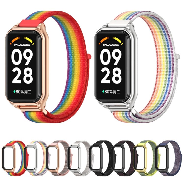 Cinturino per orologio in nylon traspirante con guscio metallico Mijobs, For Xiaomi Smart Band 8 Active / Redmi Band 2