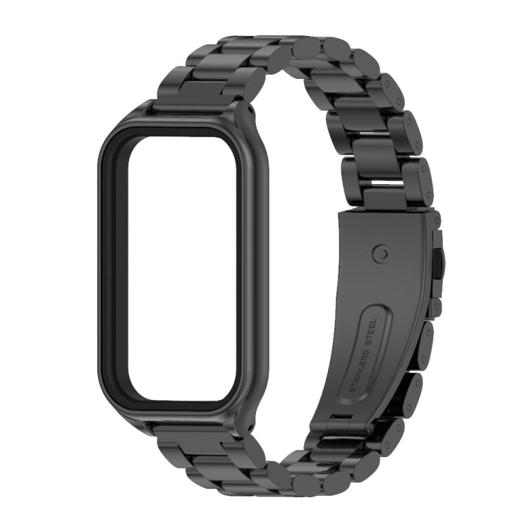 Scocca in metallo Mijobs + cinturino in acciaio inossidabile a tre sfere, For Xiaomi Smart Band 8 Active / Redmi Band 2