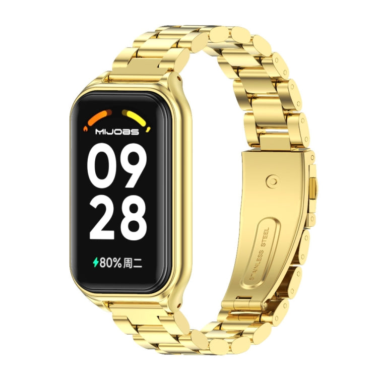Scocca in metallo Mijobs + cinturino in acciaio inossidabile a tre sfere, For Xiaomi Smart Band 8 Active / Redmi Band 2
