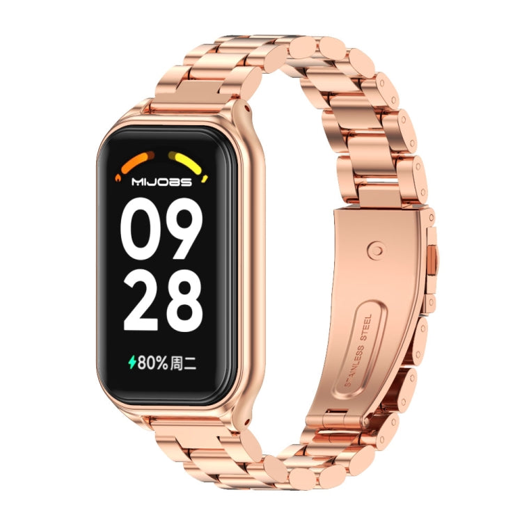 Scocca in metallo Mijobs + cinturino in acciaio inossidabile a tre sfere, For Xiaomi Smart Band 8 Active / Redmi Band 2