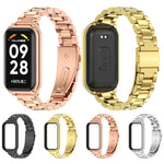 Scocca in metallo Mijobs + cinturino in acciaio inossidabile a tre sfere, For Xiaomi Smart Band 8 Active / Redmi Band 2