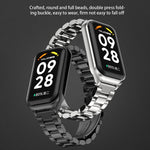 Scocca in metallo Mijobs + cinturino in acciaio inossidabile a tre sfere, For Xiaomi Smart Band 8 Active / Redmi Band 2