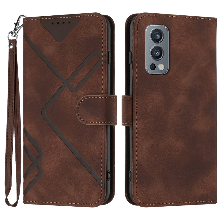 Custodia per cellulare in pelle con motivo a linea, For OnePlus Nord 2 5G, For OnePlus 9 Pro, For OnePlus 9, For OnePlus 8 Pro