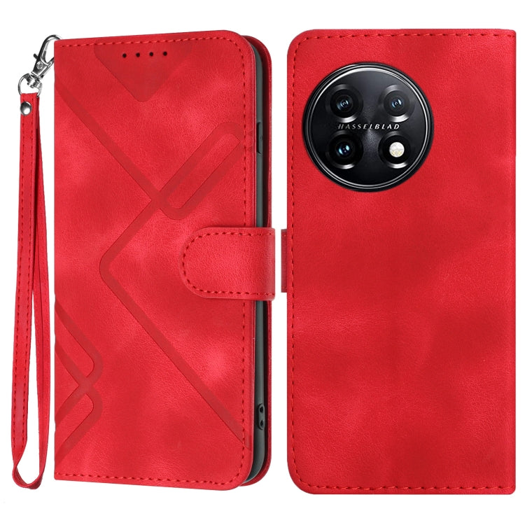 Custodia per cellulare in pelle con motivo a linea, For OnePlus Ace 5 / 13R Global, For OnePlus 12, For OnePlus Ace 2V, For OnePlus 11