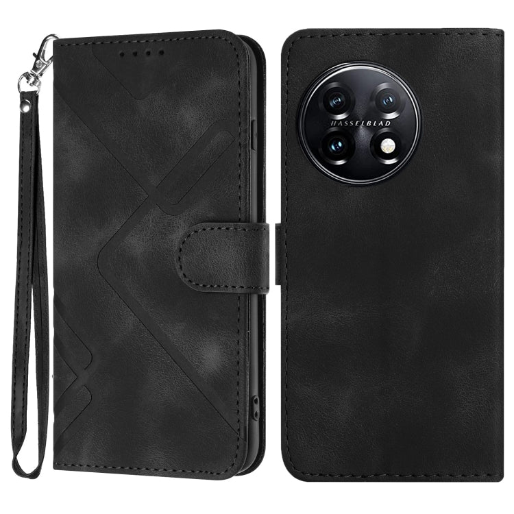 Custodia per cellulare in pelle con motivo a linea, For OnePlus Ace 5 / 13R Global, For OnePlus 12, For OnePlus Ace 2V, For OnePlus 11