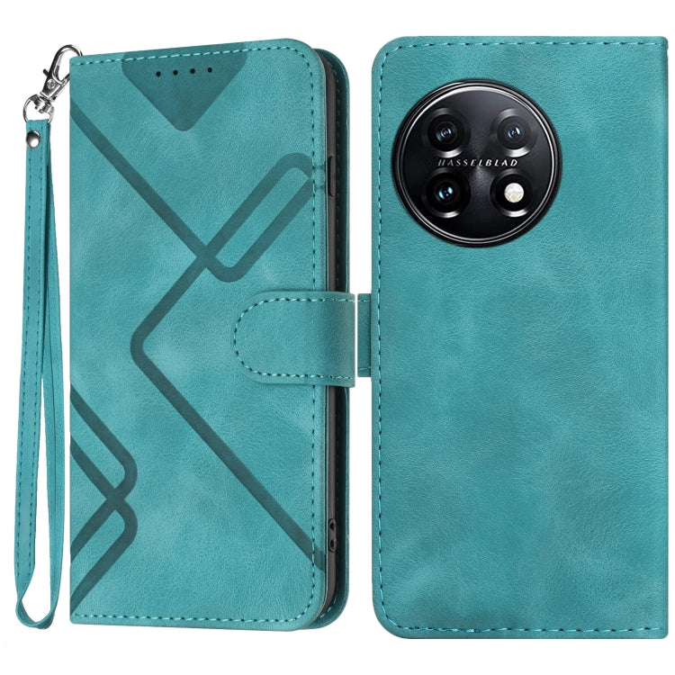 Custodia per cellulare in pelle con motivo a linea, For OnePlus Ace 5 / 13R Global, For OnePlus 12, For OnePlus Ace 2V, For OnePlus 11