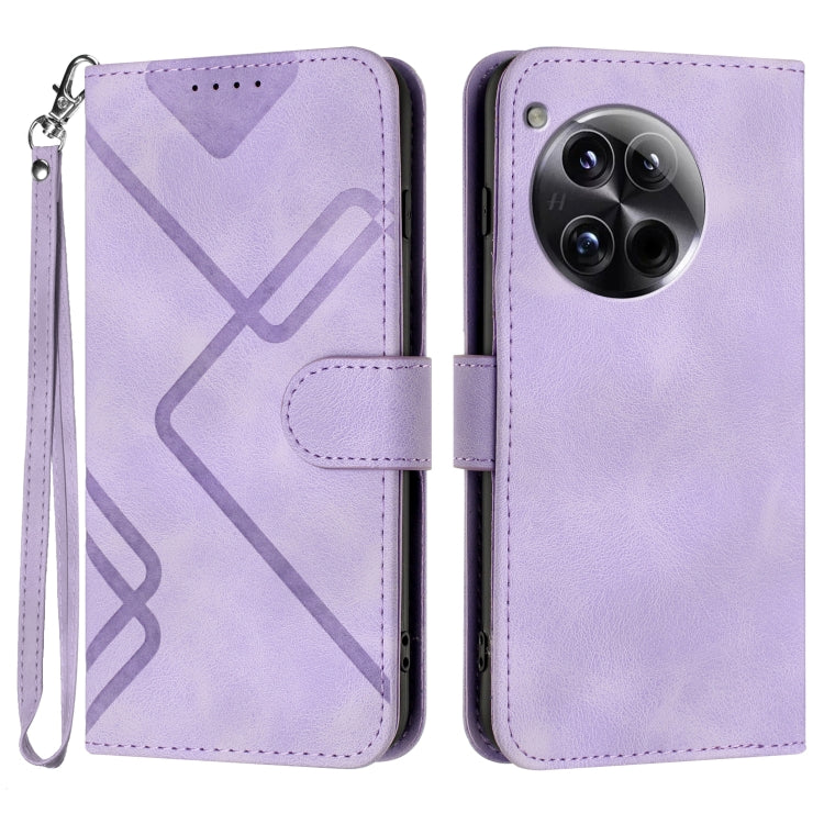 Custodia per cellulare in pelle con motivo a linea, For OnePlus Ace 5 / 13R Global, For OnePlus 12, For OnePlus Ace 2V, For OnePlus 11