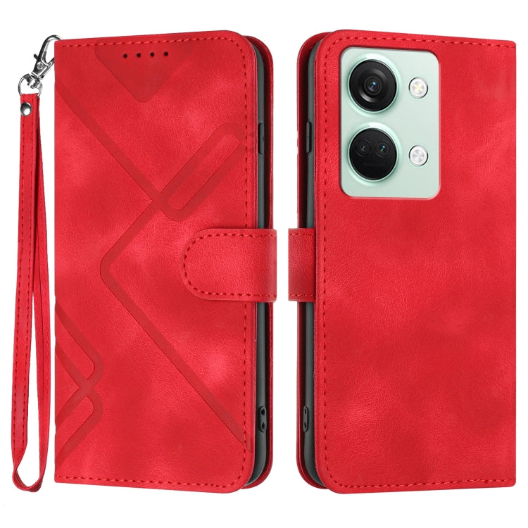 Custodia per cellulare in pelle con motivo a linea, For OnePlus Ace 5 / 13R Global, For OnePlus 12, For OnePlus Ace 2V, For OnePlus 11