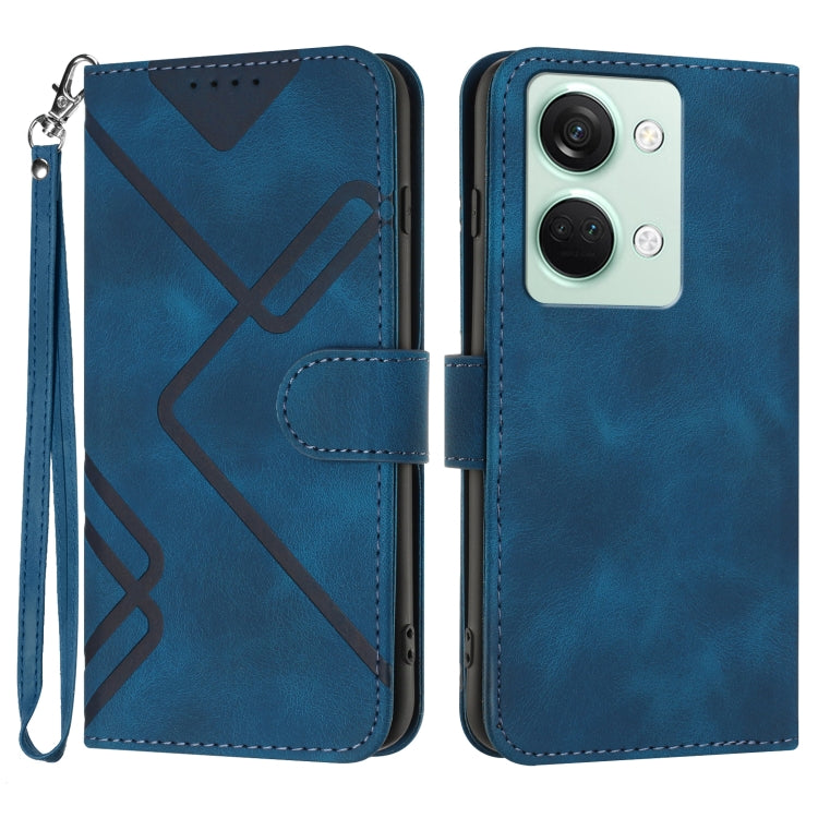 Custodia per cellulare in pelle con motivo a linea, For OnePlus Ace 5 / 13R Global, For OnePlus 12, For OnePlus Ace 2V, For OnePlus 11