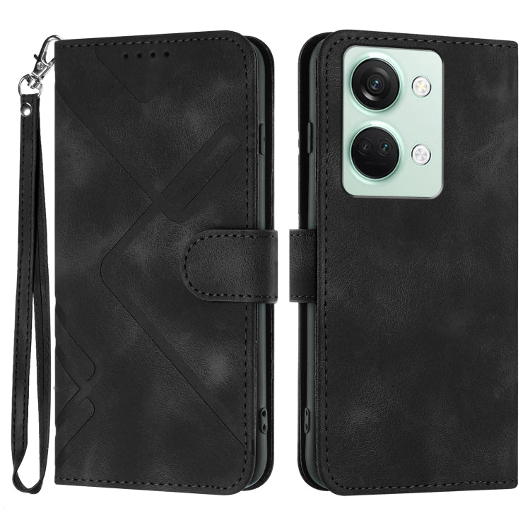 Custodia per cellulare in pelle con motivo a linea, For OnePlus Ace 5 / 13R Global, For OnePlus 12, For OnePlus Ace 2V, For OnePlus 11