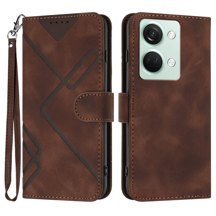 Custodia per cellulare in pelle con motivo a linea, For OnePlus Ace 5 / 13R Global, For OnePlus 12, For OnePlus Ace 2V, For OnePlus 11