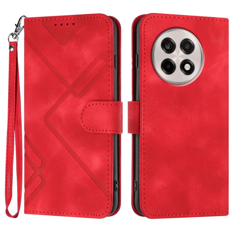 Custodia per cellulare in pelle con motivo a linea, For OnePlus Ace 5 / 13R Global, For OnePlus 12, For OnePlus Ace 2V, For OnePlus 11
