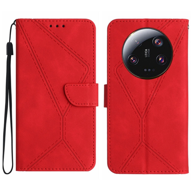 Custodia per telefono in pelle goffrata con cuciture, For Xiaomi 14 Ultra, For Xiaomi 14 Pro, For Xiaomi 14, For Xiaomi Redmi 13C 4G