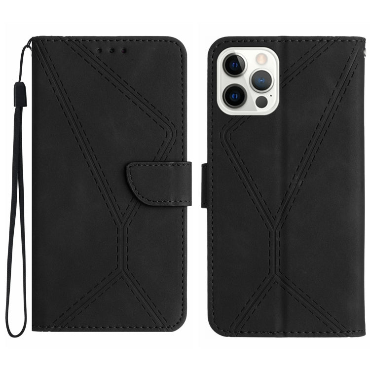 Custodia per telefono in pelle goffrata con cuciture, For iPhone 14, For iPhone 14 Pro, For iPhone 14 Pro Max, For iPhone 13