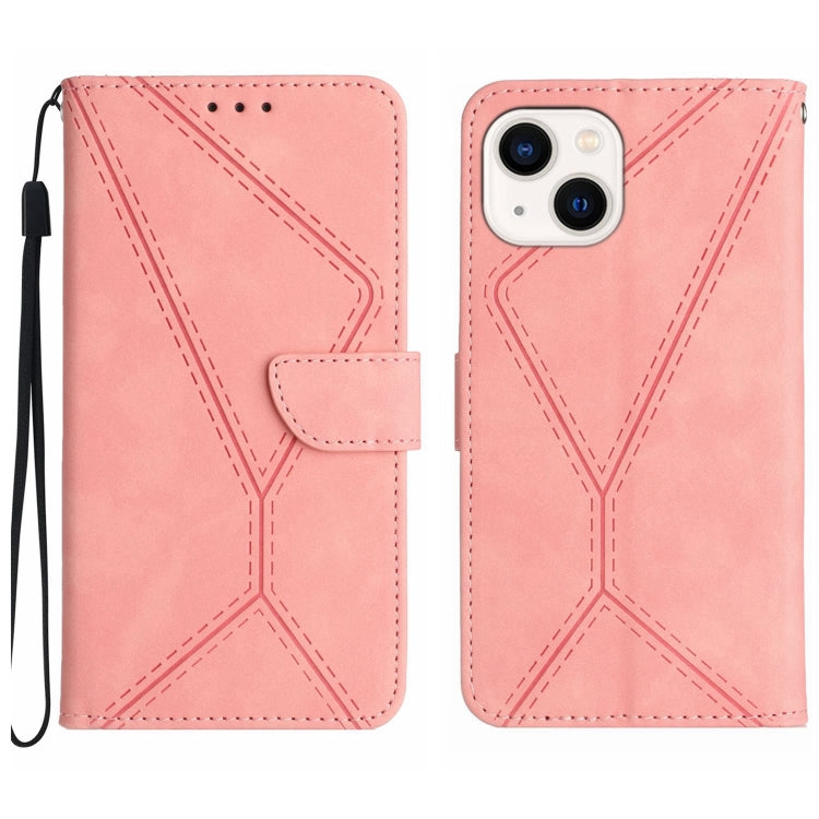 Custodia per telefono in pelle goffrata con cuciture, For iPhone 14, For iPhone 14 Pro, For iPhone 14 Pro Max, For iPhone 13