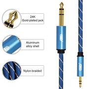 EMK Jack maschio da 3,5 mm a jack maschio da 6,35 mm Connettore placcato oro Cavo AUX in treccia di nylon per computer / X-BOX / PS3 / CD / DVD, 1m, 1.5m, 2m, 3m, 5m