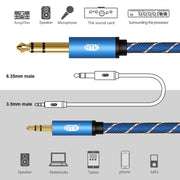 EMK Jack maschio da 3,5 mm a jack maschio da 6,35 mm Connettore placcato oro Cavo AUX in treccia di nylon per computer / X-BOX / PS3 / CD / DVD, 1m, 1.5m, 2m, 3m, 5m