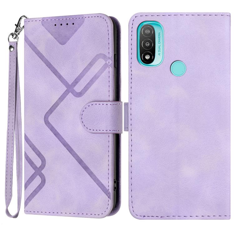 Custodia per cellulare in pelle con motivo a linea, For Motorola Moto G52, For Motorola Moto G22, For Motorola Moto E20 / E30 / E40, For Motorola Moto E7 Power