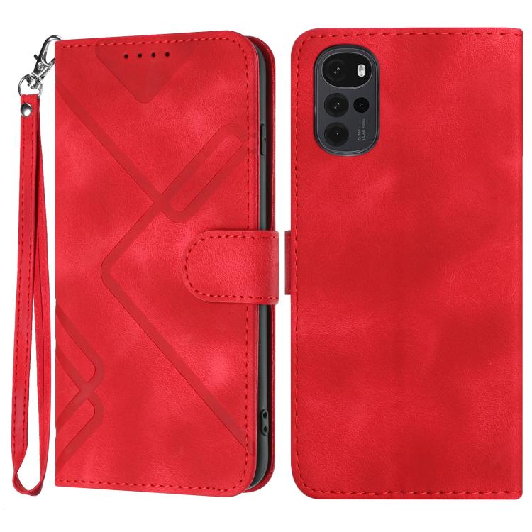 Custodia per cellulare in pelle con motivo a linea, For Motorola Moto G52, For Motorola Moto G22, For Motorola Moto E20 / E30 / E40, For Motorola Moto E7 Power