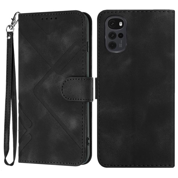 Custodia per cellulare in pelle con motivo a linea, For Motorola Moto G52, For Motorola Moto G22, For Motorola Moto E20 / E30 / E40, For Motorola Moto E7 Power