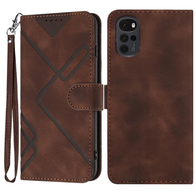 Custodia per cellulare in pelle con motivo a linea, For Motorola Moto G52, For Motorola Moto G22, For Motorola Moto E20 / E30 / E40, For Motorola Moto E7 Power