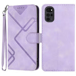 Custodia per cellulare in pelle con motivo a linea, For Motorola Moto G52, For Motorola Moto G22, For Motorola Moto E20 / E30 / E40, For Motorola Moto E7 Power