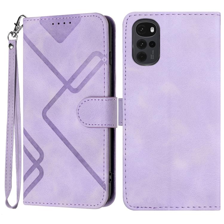 Custodia per cellulare in pelle con motivo a linea, For Motorola Moto G52, For Motorola Moto G22, For Motorola Moto E20 / E30 / E40, For Motorola Moto E7 Power