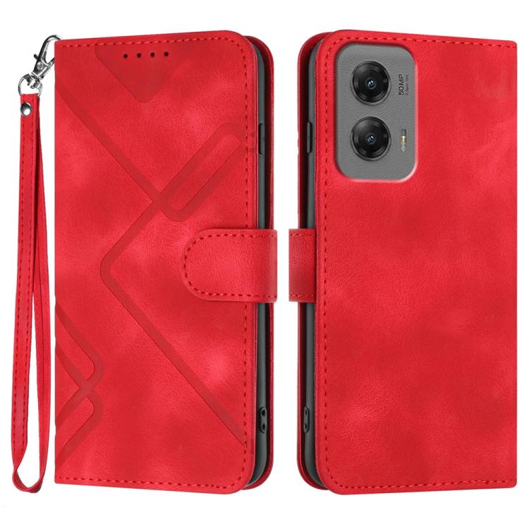 Custodia per cellulare in pelle con motivo a linea, For Motorola Moto G Stylus 5G 2024, For Motorola Moto G Power 5G 2024, For Motorola Moto E13, For Motorola Moto G23