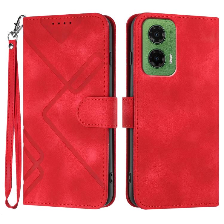 Custodia per cellulare in pelle con motivo a linea, For Motorola Moto G75 5G, For Motorola Moto G35, For Motorola Moto G55, For Motorola Edge 50 Neo