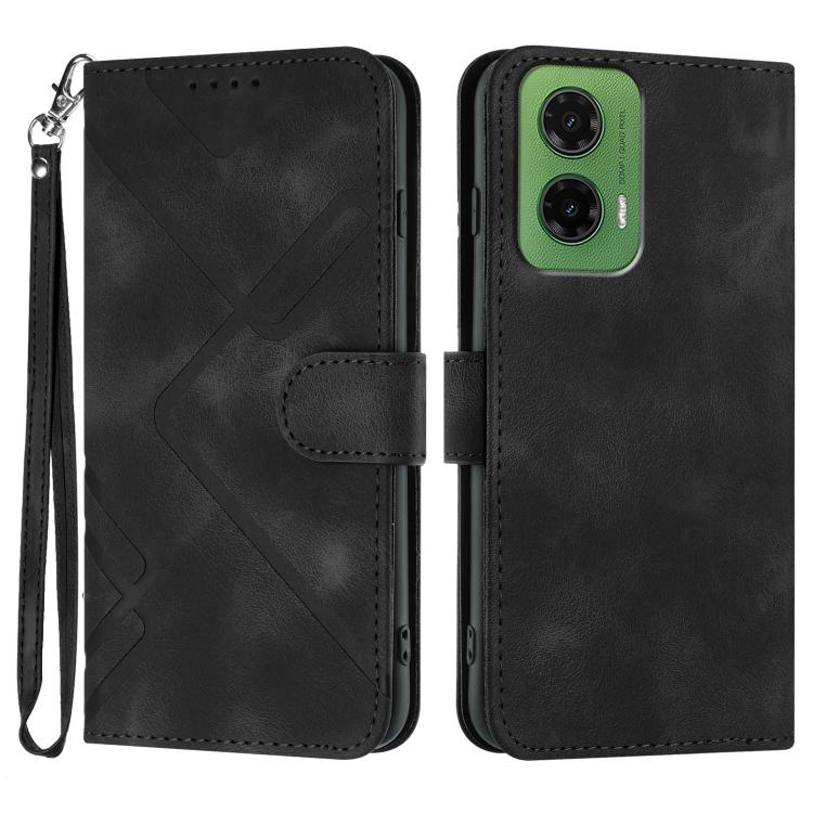 Custodia per cellulare in pelle con motivo a linea, For Motorola Moto G75 5G, For Motorola Moto G35, For Motorola Moto G55, For Motorola Edge 50 Neo