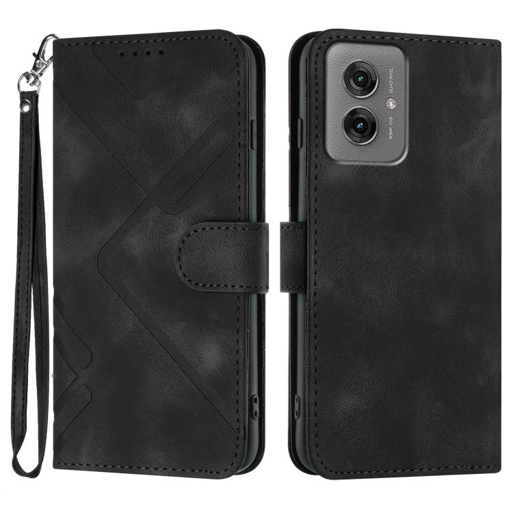 Custodia per cellulare in pelle con motivo a linea, For Motorola Moto G75 5G, For Motorola Moto G35, For Motorola Moto G55, For Motorola Edge 50 Neo