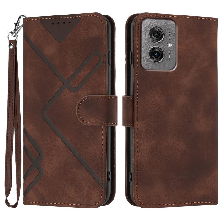 Custodia per cellulare in pelle con motivo a linea, For Motorola Moto G75 5G, For Motorola Moto G35, For Motorola Moto G55, For Motorola Edge 50 Neo