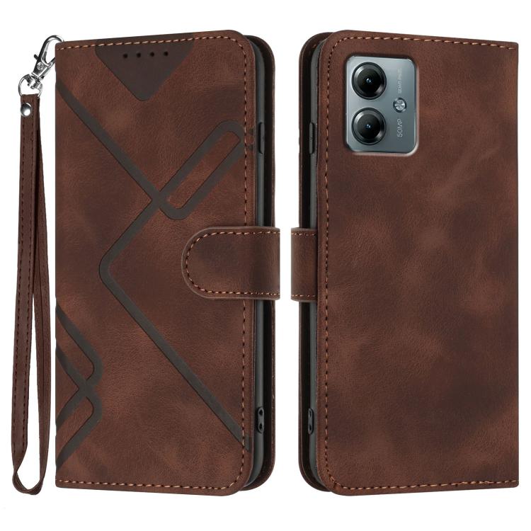 Custodia per cellulare in pelle con motivo a linea, For Motorola Moto G05, For Motorola Moto G15, For Motorola Moto G 2025, For Motorola Moto G Play 2025 / G Power 2025