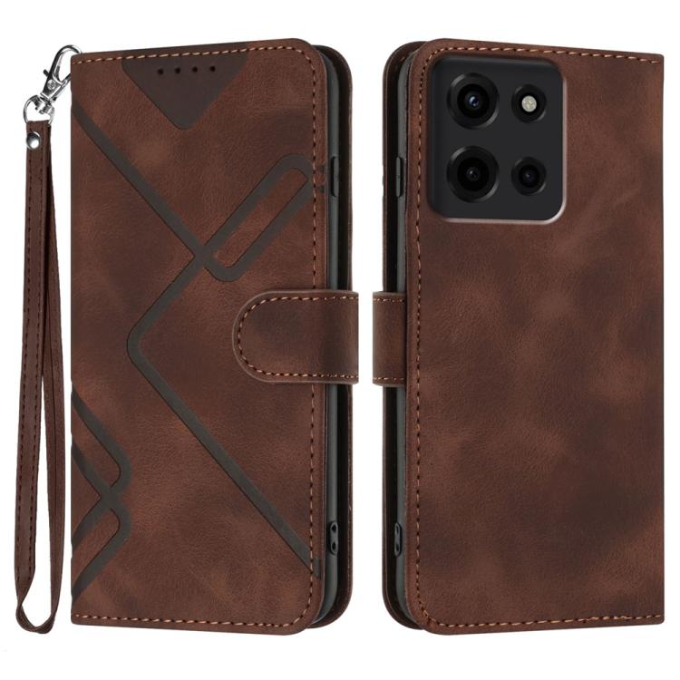 Custodia per cellulare in pelle con motivo a linea, For Motorola Moto G05, For Motorola Moto G15, For Motorola Moto G 2025, For Motorola Moto G Play 2025 / G Power 2025