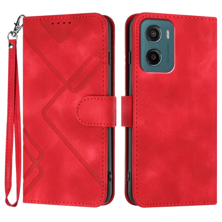 Custodia per cellulare in pelle con motivo a linea, For Motorola Moto G05, For Motorola Moto G15, For Motorola Moto G 2025, For Motorola Moto G Play 2025 / G Power 2025