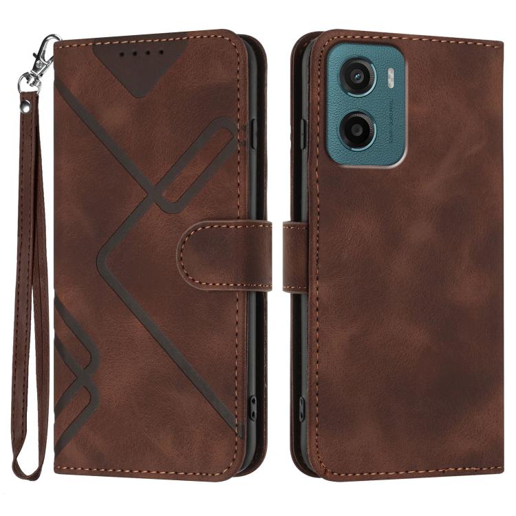 Custodia per cellulare in pelle con motivo a linea, For Motorola Moto G05, For Motorola Moto G15, For Motorola Moto G 2025, For Motorola Moto G Play 2025 / G Power 2025