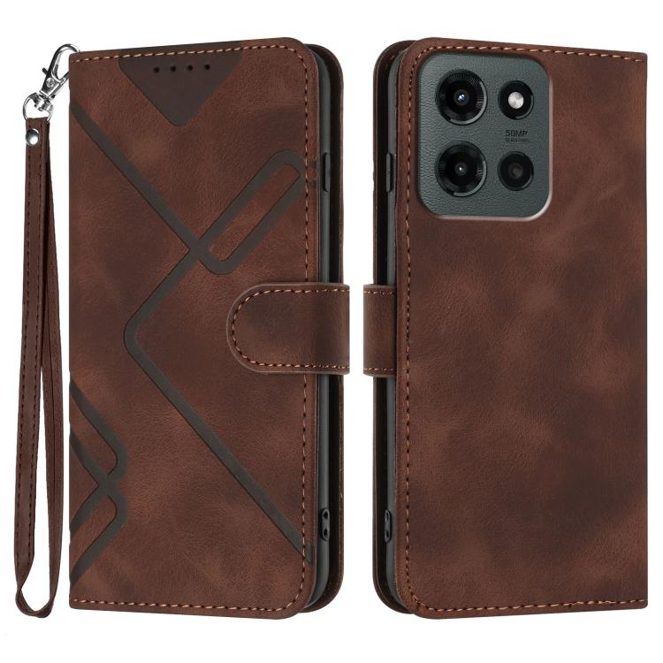 Custodia per cellulare in pelle con motivo a linea, For Motorola Edge 60 Pro, For Motorola Edge 60 Fusion / Edge 5G 2025, For Motorola Edge 60, For Motorola Moto G Stylus 5G 2025