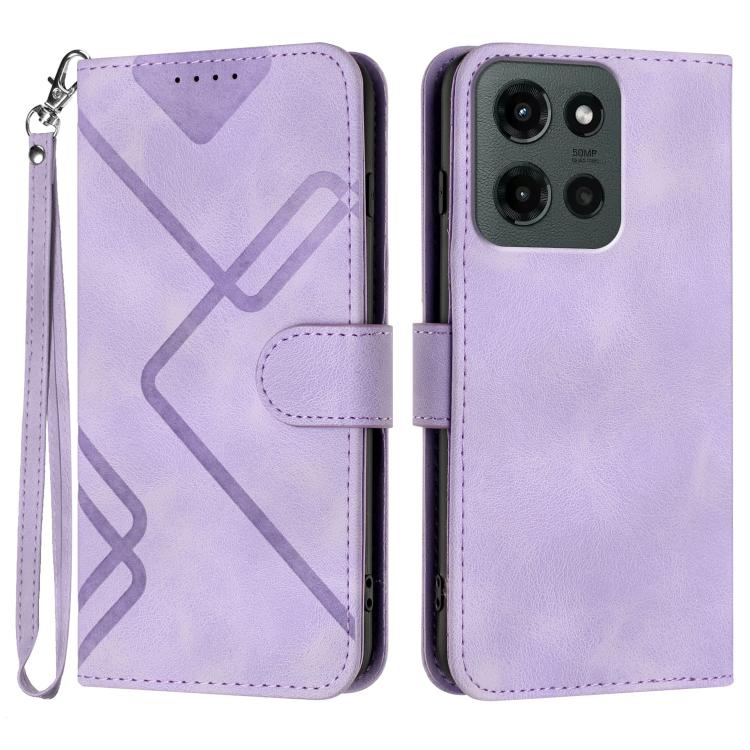 Custodia per cellulare in pelle con motivo a linea, For Motorola Edge 60 Pro, For Motorola Edge 60 Fusion / Edge 5G 2025, For Motorola Edge 60, For Motorola Moto G Stylus 5G 2025