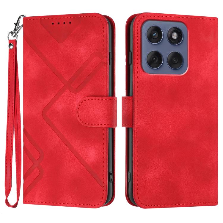 Custodia per cellulare in pelle con motivo a linea, For Motorola Edge 60 Pro, For Motorola Edge 60 Fusion / Edge 5G 2025, For Motorola Edge 60, For Motorola Moto G Stylus 5G 2025