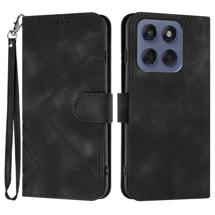 Custodia per cellulare in pelle con motivo a linea, For Motorola Edge 60 Pro, For Motorola Edge 60 Fusion / Edge 5G 2025, For Motorola Edge 60, For Motorola Moto G Stylus 5G 2025