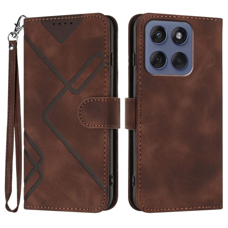 Custodia per cellulare in pelle con motivo a linea, For Motorola Edge 60 Pro, For Motorola Edge 60 Fusion / Edge 5G 2025, For Motorola Edge 60, For Motorola Moto G Stylus 5G 2025