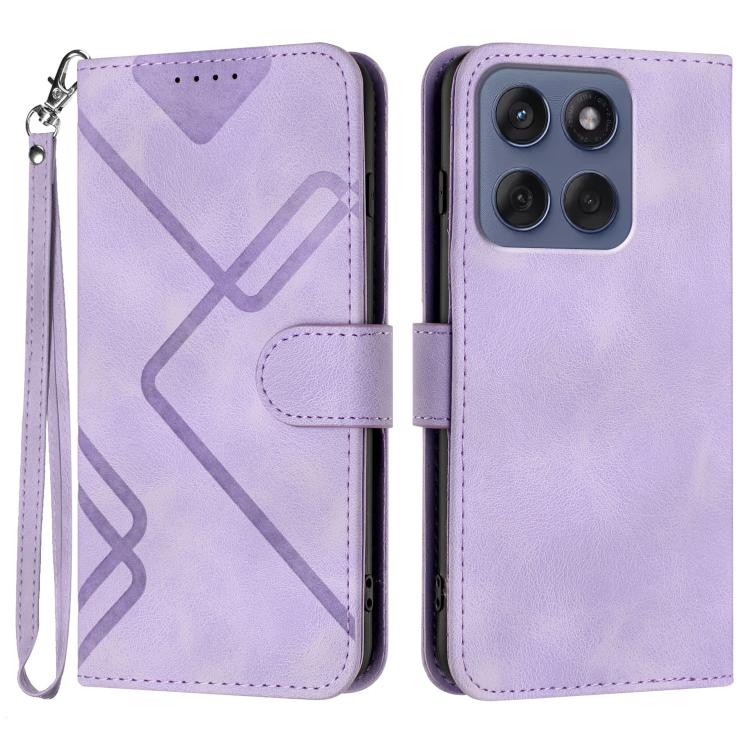 Custodia per cellulare in pelle con motivo a linea, For Motorola Edge 60 Pro, For Motorola Edge 60 Fusion / Edge 5G 2025, For Motorola Edge 60, For Motorola Moto G Stylus 5G 2025