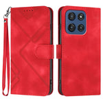Custodia per cellulare in pelle con motivo a linea, For Motorola Edge 60 Pro, For Motorola Edge 60 Fusion / Edge 5G 2025, For Motorola Edge 60, For Motorola Moto G Stylus 5G 2025